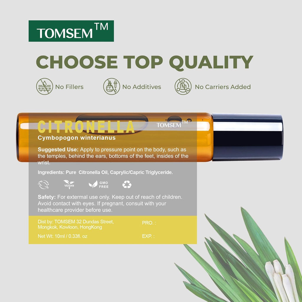 French Citronella Essential Oil Roll-On for Mood Boost - Pre-Diluted, Therapeutic Grade Aromatherapy in 10Ml/.33Oz Bottle - Holiday Stocking Stuffer