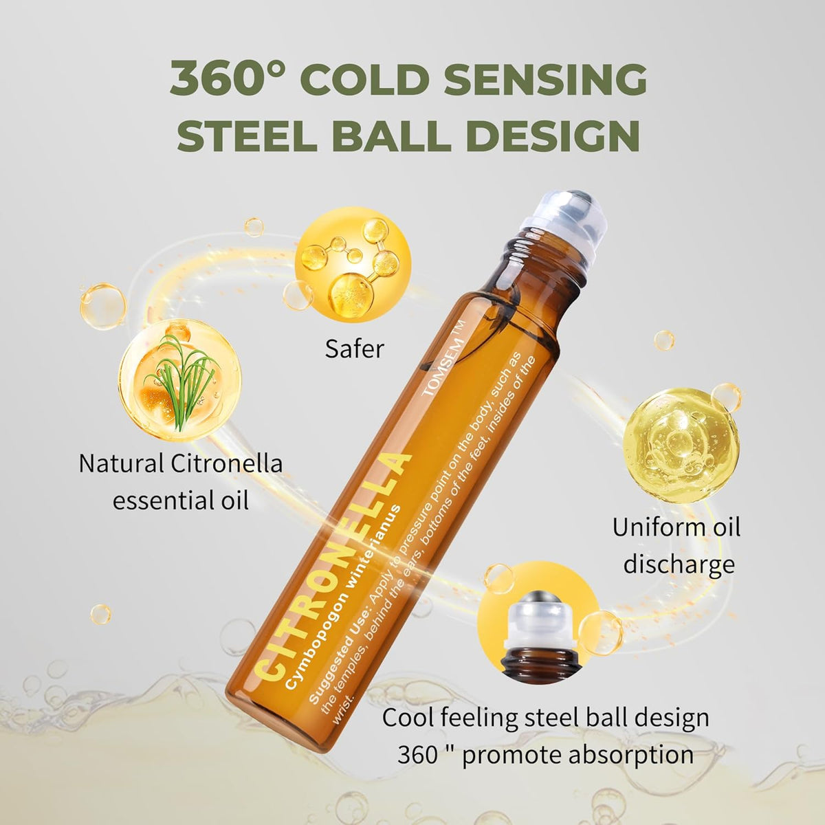 French Citronella Essential Oil Roll-On for Mood Boost - Pre-Diluted, Therapeutic Grade Aromatherapy in 10Ml/.33Oz Bottle - Holiday Stocking Stuffer