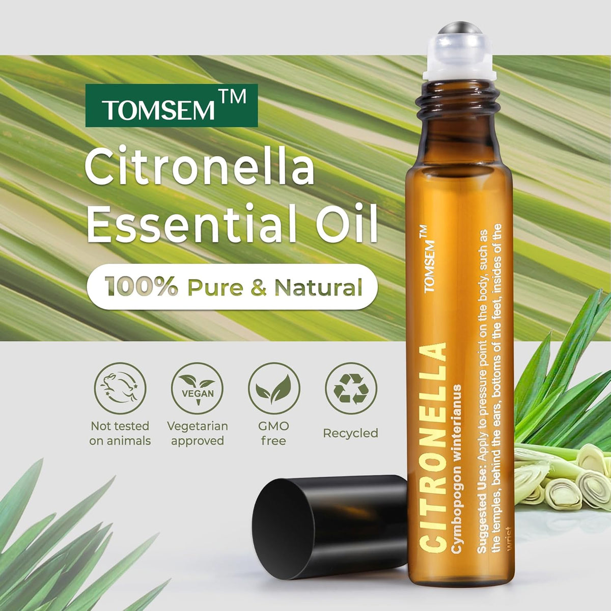 French Citronella Essential Oil Roll-On for Mood Boost - Pre-Diluted, Therapeutic Grade Aromatherapy in 10Ml/.33Oz Bottle - Holiday Stocking Stuffer