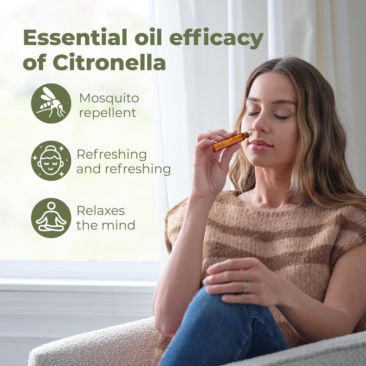 French Citronella Essential Oil Roll-On for Mood Boost - Pre-Diluted, Therapeutic Grade Aromatherapy in 10Ml/.33Oz Bottle - Holiday Stocking Stuffer